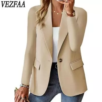 VEZFAA женские модные повседневные весенне-осенние однотонные блузки и рубашки с v-образным вырезом и длинными рукавами с принтом