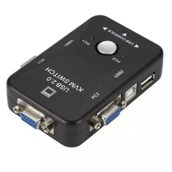 VGA 2-портовый VGA KVM-переключатель USB 2.0 KVM-переключатель для компьютера/мыши/клавиатуры/U-диска чёрный