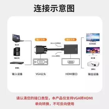 VGA to HDMI converter head with audio vga male to hdmi female computer monitor TV converter