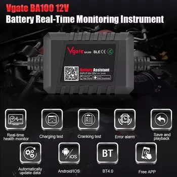 Vgate BA100 Battery Assistant 12 В Тестер автомобильного аккумулятора Vgate BA100 для Android/IOS Bluetooth 4,0 Автомобильный аккумулятор Assistant Тестер автомобильного анализатора