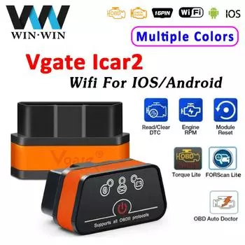 Vgate iCar2 ELM327 V2.2 Wi-Fi считыватель кодов obd obd2 Автомобильный сканер для iOS/Android Инструмент автоматической диагностики Поддержка Bimmercode bimmerlink Carista