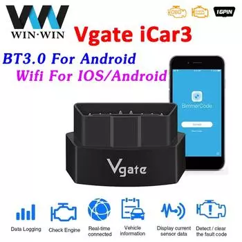 Vgate iCar3 ELM327 Wi-Fi для Android/IOS Bluetooth для Android автомобильный диагностический сканер ELM 327 V2.1 OBD OBD2 считыватель кодов инструмент автоматического сканирования