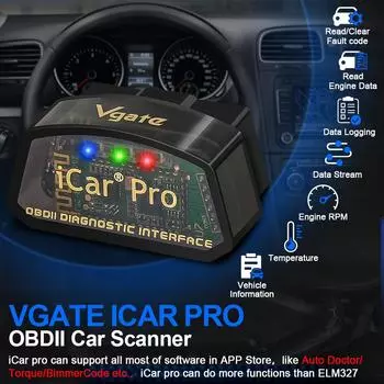 Vgate iCar Pro elm327 V2.3 OBD 2 OBD2 Автомобильные диагностические инструменты WIFI Bluetooth 4.0 для Android/IOS BT3.0 для Android ODB2 Автомобильный сканер
