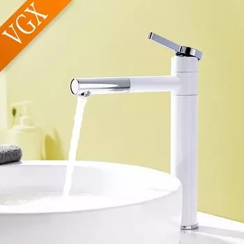 VGX Bathroom Faucets High Basin Mixer Sink Tall Faucet Gourmet Washbasin Taps Water Tap Hot Cold Rotating Tapware Crane Brass