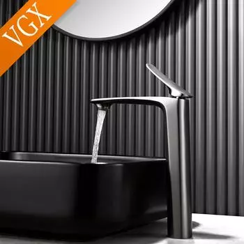 VGX Luxury Bathroom Faucets High Basin Mixer Tall Sink Faucet Gourmet Washbasin Tapware Hot Cold Water Tap Brass Chrome Black Brass
