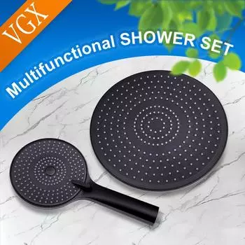 VGX ультратонкая круглая душевая головка с дождевой водой и ручным душем высокого давления для ванной комнаты, аксессуары для душевой системы, черный цвет 10 inch