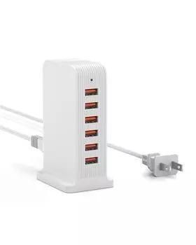 VHBW USB Rapid Charger USB Outlet Tower Type 6 Ports 50W 10A Automatic Output Discrimination Function Power Tap PSE Certification Compatible with