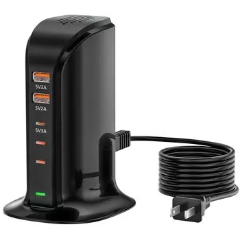 VHBW USB-выход 35 Вт USB-зарядное устройство 5 портов USB C зарядное устройство быстрое зарядное устройство iPhone13 14 12 11 зарядное устройство сертифицировано PSE автоматическая функция дискриминации выхода чёрный