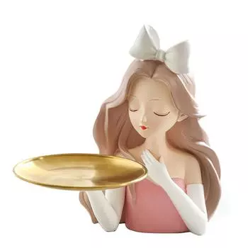 Входная дверь Хранилище Украшения Девушка Скульптуры Декор Крыльцо Поднос для Гостиной Кабинет Спальня Девушка с бантом