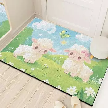 Входная дверь мультяшный шелковый коврик для пола входная дверь грязезащитный коврик для улицы пылеотталкивающий ковер можно сделать на заказ 40 * 60CM silk ring