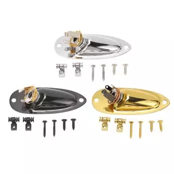 Входное гнездо для гитары в стиле лодки, металлическое входное и выходное гнездо для электрогитары 6,35 мм с 2 фиксаторами для струн GT50 Silver