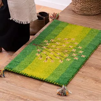 Входной коврик Hagiwara GABBEH, зеленый, для помещений, 60 x 90 см. Создайте роскошное место для отдыха. Прибл.. ГАББЕХ А8