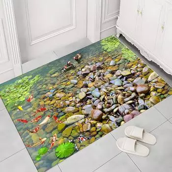 Входной коврик Красочный ковер для ванной комнаты и кухни Коврик для прихожей Противоскользящий ковер впитывает воду Кухонный коврик для ванной с узором Коврик из булыжника 40*60cm