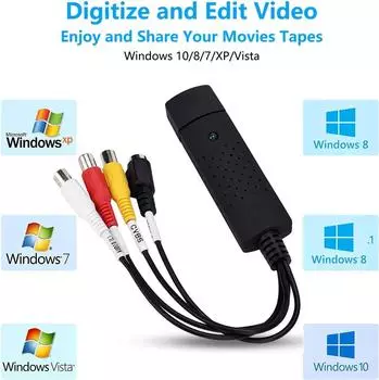 VHS в цифровой преобразователь USB аудио-видео конвертер для Windows 7 8 10 Карта видеозахвата Оцифровка аналогового видео VCR VHS DVD