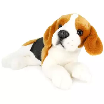VIAHART Tiger Tale Toys Beagle Dog Large Plush Realistic Sitting Pet Dog Toy, 12-inch (30cm) (12-Inch) белый