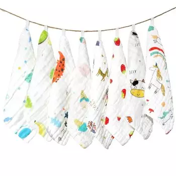 VIAKY Baby Baby Gauze Reversible Gauze with Loop Baby for Girls and Boys Towels, 8-Pack, Bibs, Towels, Bibs, Handkerchiefs, 6-Ply Gauze, 100% Cotton,