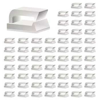 VIAKY Кабельный зажим, 50 шт., держатель шнура, крючок для шнура, скрытый органайзер для шнура, поставляется с клейкой лентой, крепление для кабеля, белый цвет