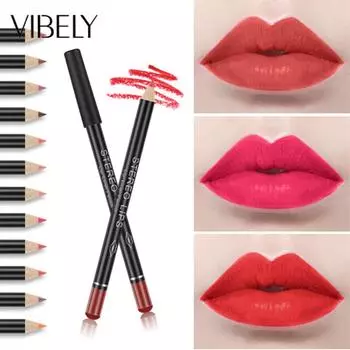 VIBELY 12 цветных матовых ручек для линии губ, водостойкая, обнаженная цветная помада, фиксированный макияж, ручка для линии губ 12pcs