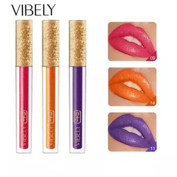 VIBELY 15 Color Не снимает макияж, красные бусины, легкая мигающая глазурь для макияжа губ 01