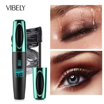 VIBELY Blue and Black Tube Plump 4D Водонепроницаемая толстая завитая тушь для ресниц без обмороков и длинных трехмерных растягивающихся ресниц