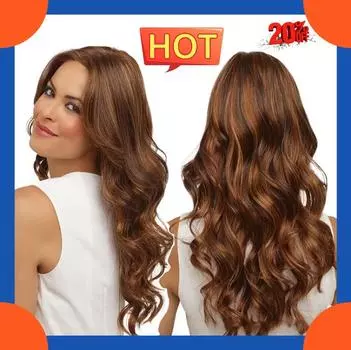 VIBELY Длинные вьющиеся волосы Парик Женщины Большая волна Натуральный полный головной убор Пушистые волосы Парики 1 pcs