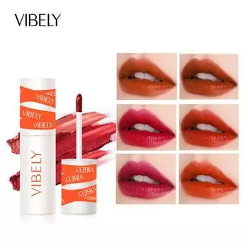 VIBELY Lip Mud Matte Air Fog Velvet Lip Glaze Не прилипает к чашкам, белым губам, щекам, глазури для двух губ 01
