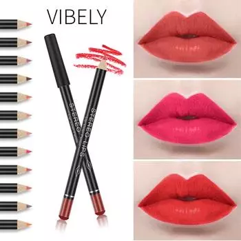 VIBELY Матовая антипригарная губная помада для губ, 12 оттенков коричневого цвета, контурный карандаш для губ, макияж