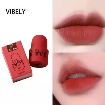 VIBELY Matte Stamp Lip Slime Матовая глазурь для губ Румяна для щек Губная помада Кисть для губной помады Прекрасные шесть цветов A01#