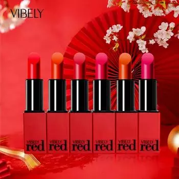 VIBELY Red Lip Glossal Matte Fog Lipstick Красная бархатная губная помада Красная 10 цветов c154