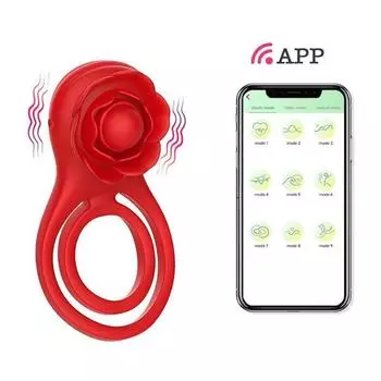 Вибрационное кольцо для члена с розой, стимулятор клитора, удовольствие, управление пенисом, приложение, 10 вибраций, кольцо, вибратор, секс-игрушки для пар, секс-игрушки для мужчин и женщин