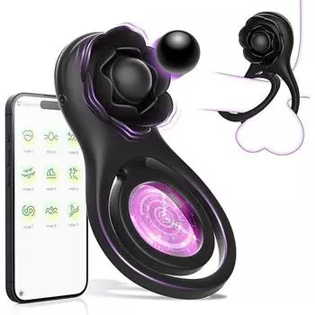 Вибрационное кольцо для пениса с розовым клиторальным стимулятором, вибратор для пениса с 9 вибрациями, стимуляция точки G для мужчин и женщин