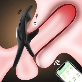 Вибрационное кольцо для пениса с управлением через приложение для мужчин, стимуляция клитора, задержка эякуляции, кольцо для пениса, товары для взрослых, секс-игрушки для пар No APP Control