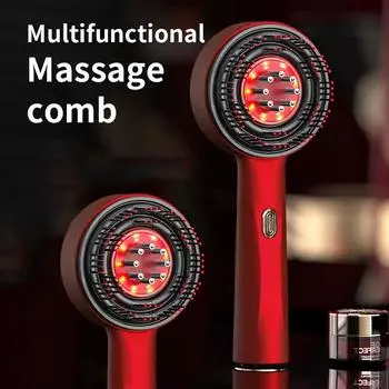 Вибрационный массажный гребень для кожи головы, электрический, с красным светом, для восстановления роста волос, аппликатор для ухода за волосами, средство против выпадения волос красный