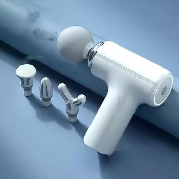 Вибрационный массажный пистолет, перезаряжаемый беспроводной массажер для релаксации мышц, мини-профессиональный фитнес-портативный электрический пистолет для фасции Type C Charge белый