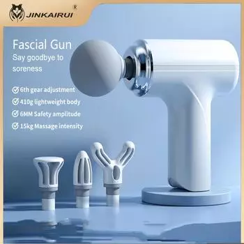 Вибрационный массажный пистолет, перезаряжаемый беспроводной массажер для релаксации мышц, мини-профессиональный фитнес-портативный электрический пистолет для фасции Type C Charge зелёный