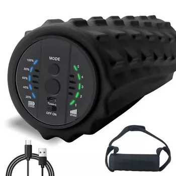 Вибрационный пенный ролик COOBST, электрический пенный ролик, 5 уровней интенсивности, переключение, перезаряжаемый, прочный, из пены EVA, твердый сердечник, фитнес, йога, спорт, восстановление