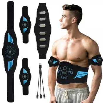 Вибрационный пояс для фитнеса живота, стимулятор мышц EMS, электрический умный тренажер ABS для похудения, сжигания жира, унисекс