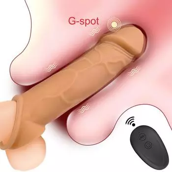 Вибрационный удлинитель пениса с дистанционным управлением, рукав для задержки эякуляции, удлинитель пениса, многоразовый силиконовый стимулятор точки G для пар no box