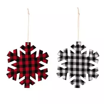 Vibrant And Red Black Checked Snowflake Christmas Ornaments Perfect For Decor Holiday