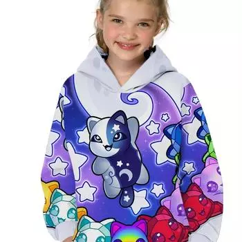 Яркие толстовки с капюшоном с изображением животных из мультфильмов для детей с длинным рукавом, повседневная одежда для весны, удобные игры на свежем воздухе 100
