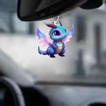 Vibrant Dragon Acrylic Pendant For Car Interior Decoration Playful Cartoon Design