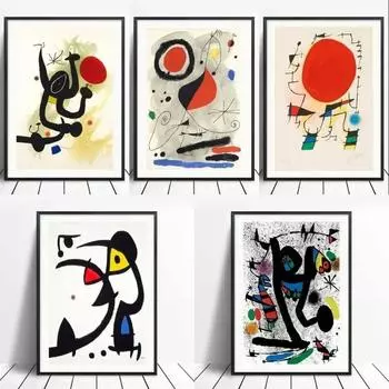 Vibrant Modern Pop Wall Art Joan Miro Surrealism Colorful Abstract HD Canvas Poster Prints for Bedroom Living Room Decor Perf 21cm30cm NoFrame