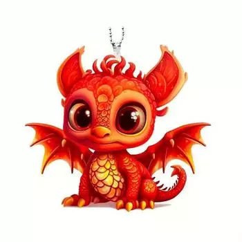 Vibrant Red Acrylic Dragon Car Hanging Decoration Accessory Perfect For Interior Design