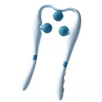 Vibration Cervical Massage Instrument Triple Balls Extended Handle Neck Massager Roller Ergonomic Three-level Adjustment