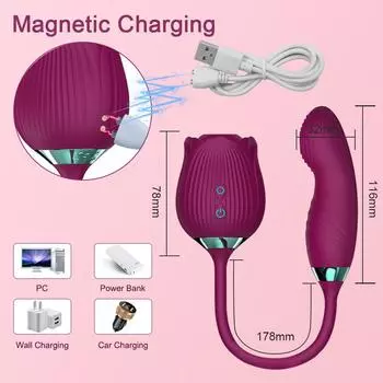 Вибратор для женщин Массажер для сосков Стимулятор клитора Вибрирующий дилдо Мастурбатор для сосания роз Пенетрация Вагина Вибратор