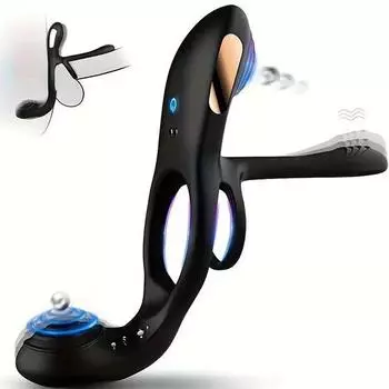 Вибратор-кольцо для пар 4 в 1, 10 режимов вибрации, стимуляция точки G, анальный стимулятор пениса и яичек для мужчин