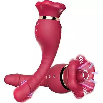 Вибратор-сосание розы, фаллоимитатор для точки G, секс-игрушки для взрослых для женщин, вибраторы-языки с 3 режимами всасывания и 10 режимами облизывания