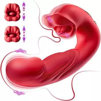 Вибраторы для точки G со стимуляцией клитора для женщин с 7 режимами толчков, вибрации и лизания, игрушка в виде языка для женщин