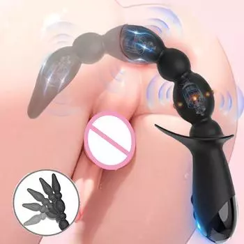 Вибрирующая анальная пробка, Анальные секс-игрушки Игрушки для взрослых Массажер простаты с 3 мощными моторами и 10 режимами вибрации, Гибкая силиконовая анальная пробка Секс-игрушки