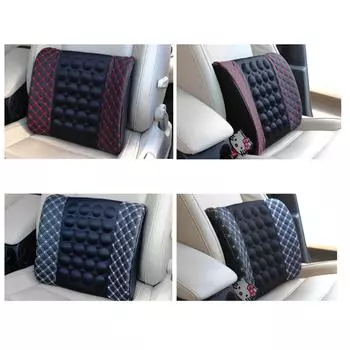 Вибрирующая подушка для массажа спины Массажер для спины Подушка для поддержки поясницы с прикуривателем Дорожный автомобиль белый